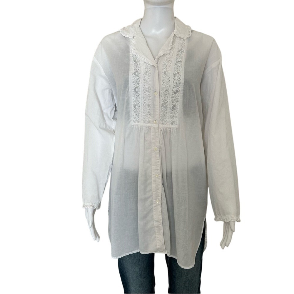 Victoria's Secret Country White Nightgown Tunic Shirt Size Small